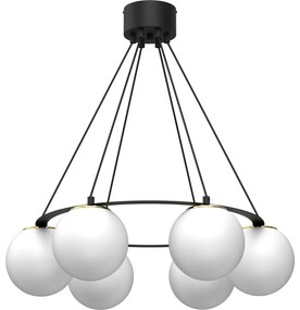 Luminex Csillár zsinóron BALLO 6xE27/15W/230V fekete/fehér LU5674