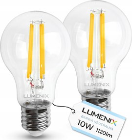 2x Izzó E27 Led Filament 10W Semleges gömb