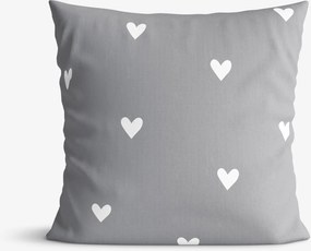 Goldea pamut párnahuzat - szívecskék, szürke alapon 40 x 40 cm