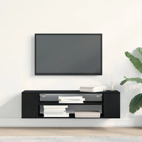 Falra szerelhető TV szekrény, fekete tölgy, 100x30x26,5 cm, műgyanta