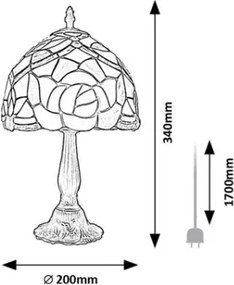 Brilagi - Tiffany vitrázs asztali lámpa GARLAN 1xE14/40W/230V