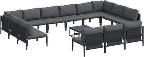 vidaXL Kerti Kanapé Szett párnával 14 pcs Fekete Acél