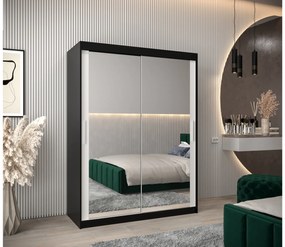 Ruhásszekrény 150 cm Toki 3 (matt fekete + matt fehér). 1065073