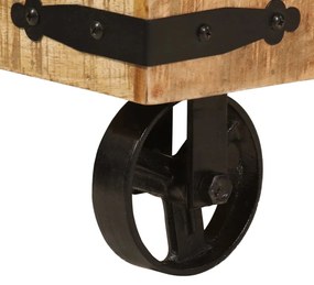 tömör mangófa és vas ruhaállvány kerekekkel 90 x 35 x 190 cm