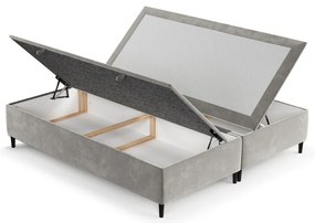 Világosszürke kárpitozott ágyneműtartós franciaágy 140x200 cm Tate – Maison de Rêve