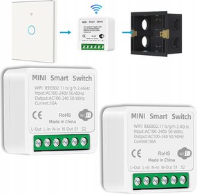 Relé Kapcsoló WiFi Fénykapcsoló 16A Smart Tuya 2x