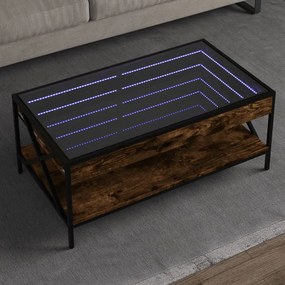 Füstös tölgy végtelen hatású LED-es dohányzóasztal 90x50x38 cm