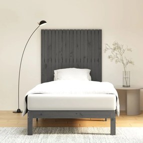 szürke tömör fenyőfa fali fejtámla 108 x 3 x 110 cm
