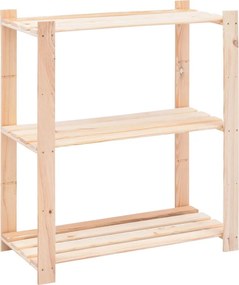 vidaXL 3-szintes tömör fenyőfa tárolóállvány 150 kg 80 x 38 x 90 cm