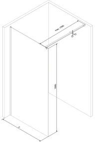 Mexen, Mexen Kioto zuhanyfal Walk-in 145 x 200 cm, átlátszó 8 mm, fekete - 800-145-101-70-00