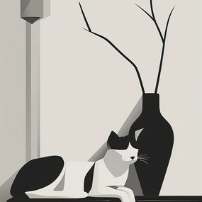 Poszter 80x80cm Macska szürke árnyalatokban