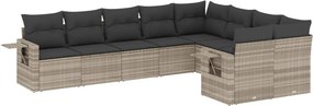 vidaXL 9 részes világosszürke polyrattan kerti ülőgarnitúra párnával
