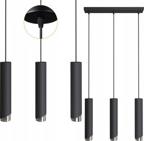 Függőlámpa Túlnyúló Csillár Bragi Cső Fém Fekete Ezüst GU10