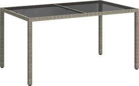 vidaXL szürke polyrattan és edzett üveg kerti asztal 150 x 90 x 75 cm