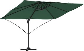 vidaXL Napernyő Zöld 351 x 250 x 260 cm Pamut és Alumínium