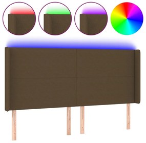 sötétbarna szövet LED-es fejtámla 203x16x118/128 cm