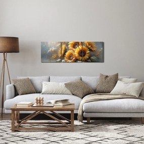 Kép - Napraforgók festménye (órával) (90x30 cm)