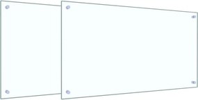vidaXL Konyhai splashback 2 pcs Átlátszó 90 x 50 cm edzett üveg