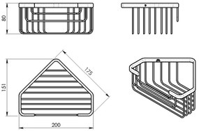 Gedy, SMART sarokpolc, 200x80x151mm, matt fekete, 2483-14