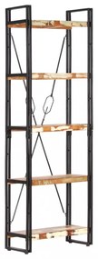 5 szintes tömör újrahasznosított fa könyvespolc 60x30x180 cm