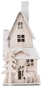 Christmas house fából készült LED házikó fehér, 9 x 20,5 x 9 cm