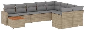 10 részes vegyes bézs polyrattan kerti ülőgarnitúra párnákkal