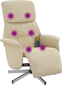 vidaXL krémszínű szövet dönthető masszázsfotel lábtartóval