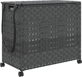 vidaXL szürke rattan szennyeskosár kerekekkel 66x35x60 cm