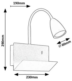 Rabalux 71090 - Fali lámpa polccal TACITO 1xGU10/25W/230V fehér