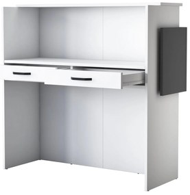 Recepciós pult fiókokkal, 110x110x40 cm,  fehér és szürke