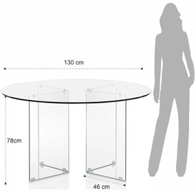 Üveg kerek étkezőasztal ø 130 cm Kaya – Tomasucci