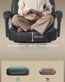 Játékos szék lábtartóval, ergonomikus kialakítással, fekete színben