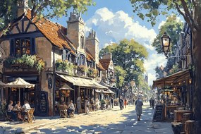 Vászonkép Canvas Város Franciaország Utca Körút Étterem 120x80