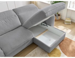 Világosszürke kinyitható sarokkanapé (variálható) Achille – Bobochic Paris