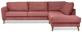 Rózsaszín kordbársony sarokkanapé (jobb oldali) Paris – Scandic