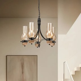 Brilagi - LED Csillár láncon COTTAGE 5xE14/40W/230V bükkfa/barna