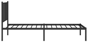fekete fém ágykeret fejtámlával 75 x 190 cm