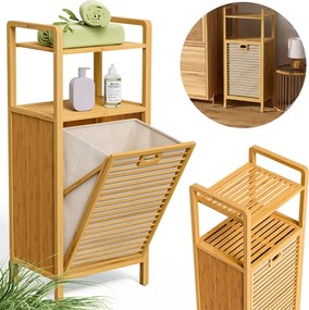 Bambusz polc 36 literes billenő szennyeskosárral - 95 x 40 x 30 cm