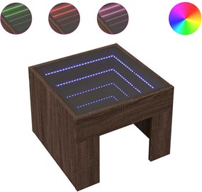 vidaXL barna tölgy végtelen hatású LED-es dohányzóasztal 40x40x30 cm