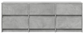 betonszürke szerelt fa TV-szekrény LED-ekkel 140 x 34 x 50 cm