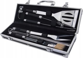 Grill Edénykészlet Acél Kofferben Spatula Fogó 9 Db-os