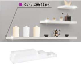 Polc, fényes fehéres, 120x25, GANA FY 11044-1