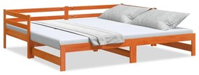 viaszbarna tömör fenyőfa kihúzható kanapéágy 80 x 200 cm