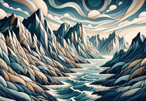 Fotótapéta - Vad folyó hegyek között (147x102 cm)