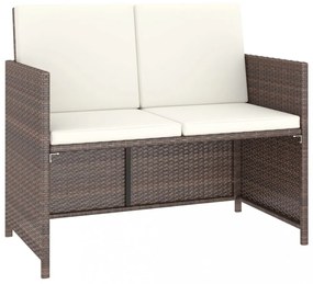 6 részes barna kültéri polyrattan étkezőgarnitúra párnákkal