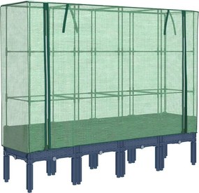 vidaXL rattan megjelenésű magaságyás melegháztakaróval 160x40x140 cm