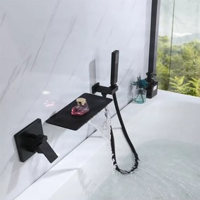 Fali kádcsaptelep ELITE EDITION BSW1680 vízeséses kifolyóval, matt fekete sárgaréz kivitelben