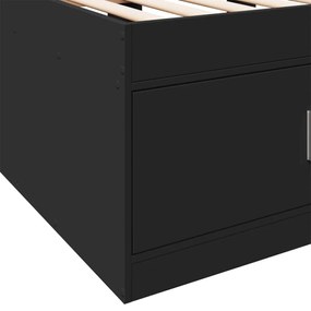 fekete kanapéágy fiókkal matrac nélkül 100x200 cm