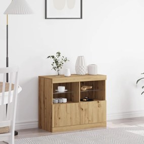 büfé LED világítással Kézműves tölgy 81x37x67 cm