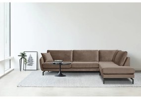 Magic barnásbézs bársony sarokkanapé, jobb oldali - Scandic